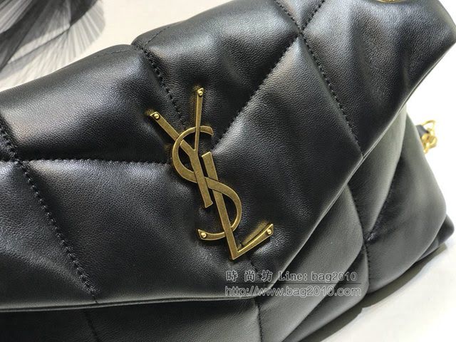 YSL爆款女士包包 聖羅蘭經典款LOULOU PUFFER絎縫漆皮小號郵差包 YSL肩背斜挎包 577476  jjh1136